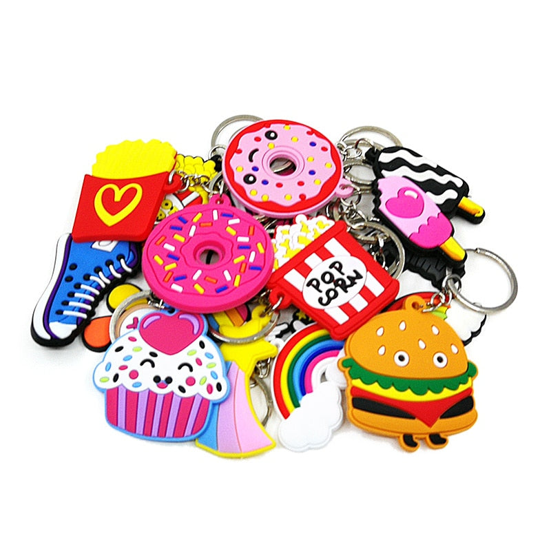 19 Styles Fast Food Junk Food Sweets Treats Keychain Cartoon Key Holder Car