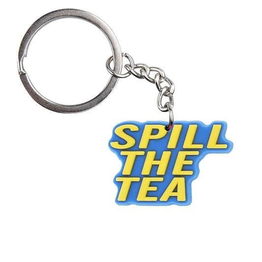 Spill The Tea Keychain Car Keyring Cartoon Creative Pendant Souvenir Gift