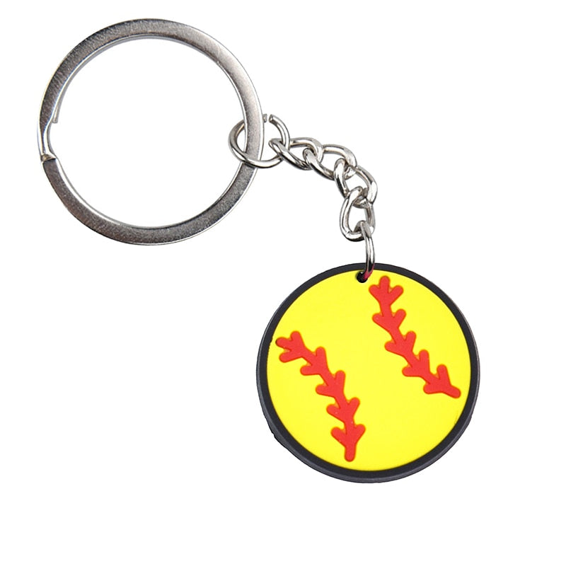 34 Styles Basketball Tennis Baseball Softball Keychain PVC Sports Pendant Key