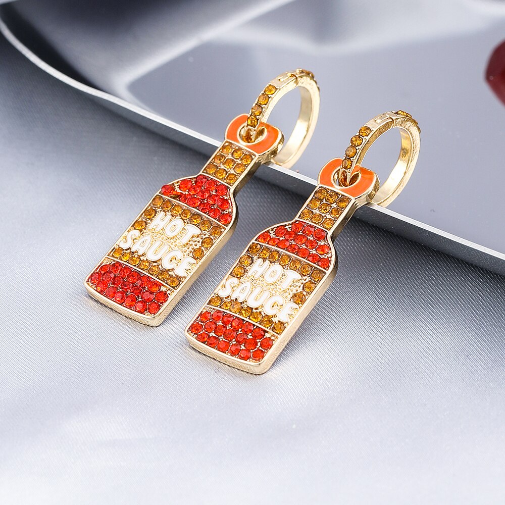 Hot Sauce Design Lady Cute Dangle Earrings for Women Jewelry Girls Earrings