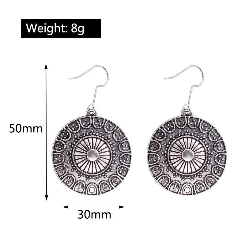 Antique Textured Mandala Dangle Earrings Women Gifts Earring Cute Girls Eardrop