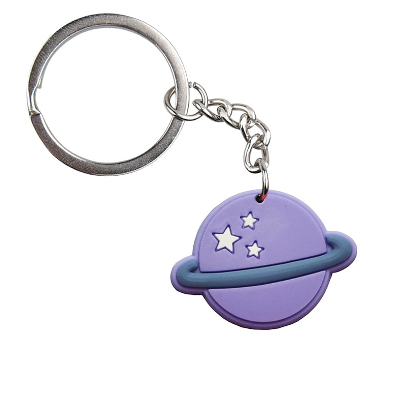 6 Styles Solar System Planet Space Keychain Party Gift Cute Keyring Cartoon DIY