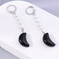 Black Stone Moon Shaped Drop Dangle Earrings Trendy Women Fashion Earrings