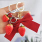 5 Styles Strawberry Pendant Keychain Keyring Bow Bell Heart Bag Ornaments