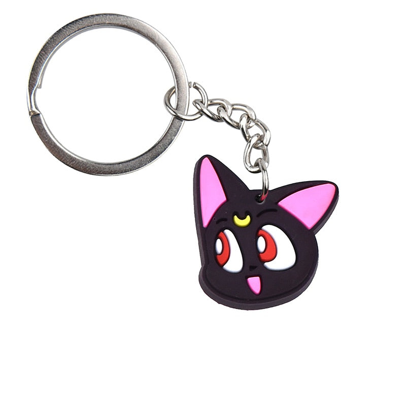 22 Styles Japanese Cartoon Anime moon Pendant Star Keychains Luna cat Holder Car