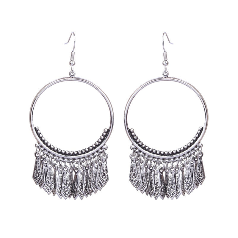 Circle with Tassels Dangling Drop Earrings Female Fashion Earrings Jewelry Gifts