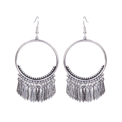 Circle with Tassels Dangling Drop Earrings Female Fashion Earrings Jewelry Gifts