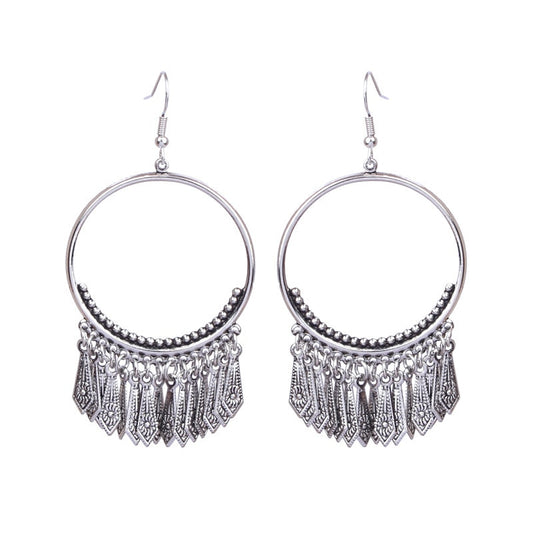 Circle with Tassels Dangling Drop Earrings Female Fashion Earrings Jewelry Gifts