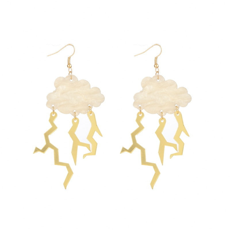 Clouds and Lightning Drop Earrings Women Travel Fashion Cartoon Earrings