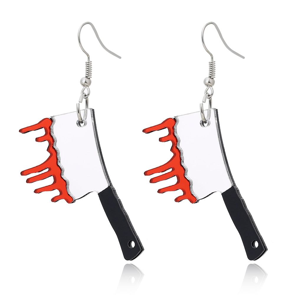 Bloody Knife Design Drop Earrings Hip Hop Art Women Party Jewelry Ear Fashion