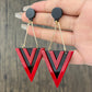 Black and Red Exaggerated Triangle Drop Earrings Women Girl Party Gift Fashion