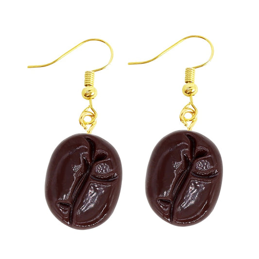 Coffee Bean Drop Earrings Women Art Fashion Cartoon Earrings Creative Jewelry