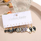 5 Pairs Black and White Heart Butterfly Drop Charm Earrings For Women Girl