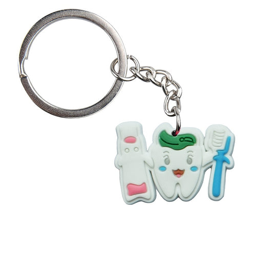 Tooth Paste Toothbrush Keyring Gift for Dentist Cute Cartoon Style Keychains Bag