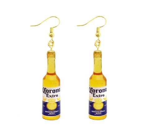 Light Beer Bottle Funny Design Dangle Drop Earrings Women Fashion Creative Art