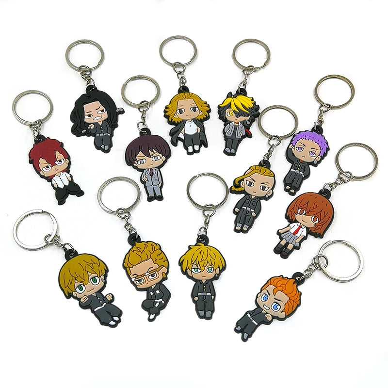 12 Styles PVC Anime Figure Keychain Key Ring Charms Keys Decoration Fit Boys Men