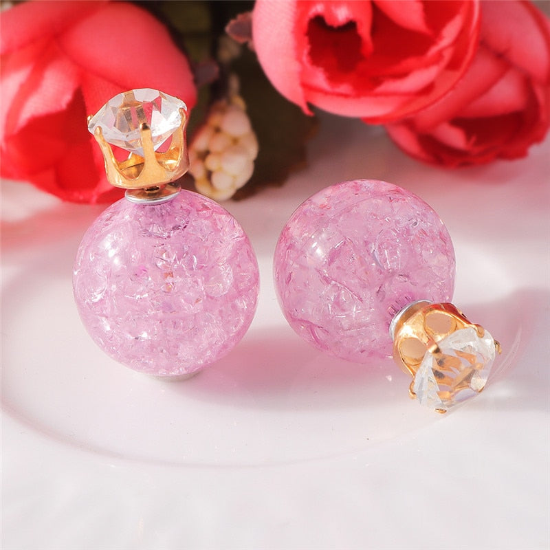 Colorful Crystal Ball Fashion Earrings Women Girls Stud Earrings Wedding Jewelry