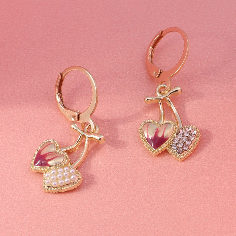 Double Heart Drip Pattern Drop Earrings Women Gifts Earring Cute Girls Eardrop