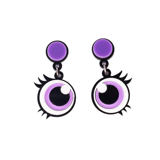 Purple Eyes Drop Earrings Women Travel Fashion Cartoon Earrings Creative Jewelry