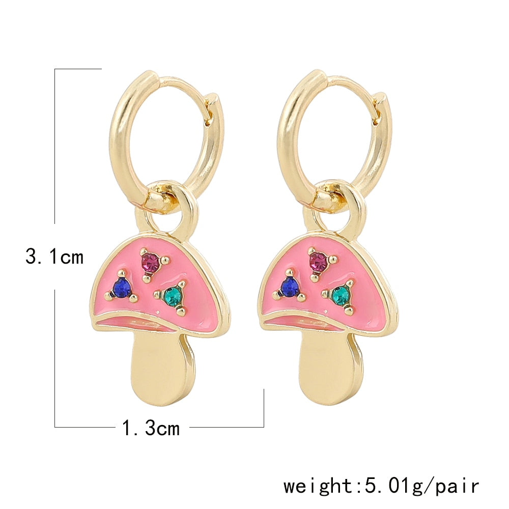 White Mushroom Drop Earrings Cartoon Art Women Party Jewelry Ear Fashion Pendant