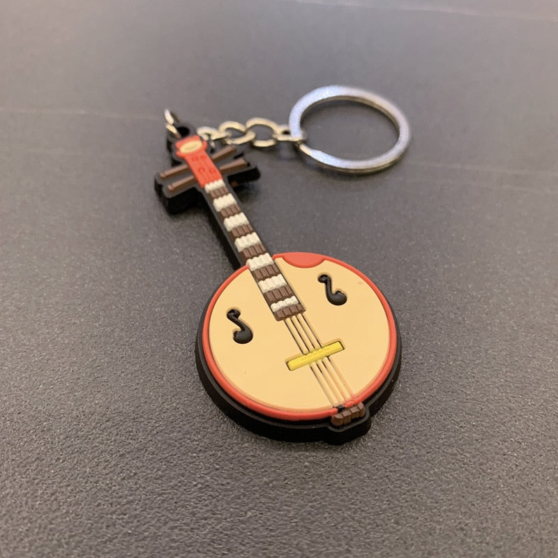 13 Styles Musical Instruments Silicone Pvc Soft Keychain Cartoon Small Gift