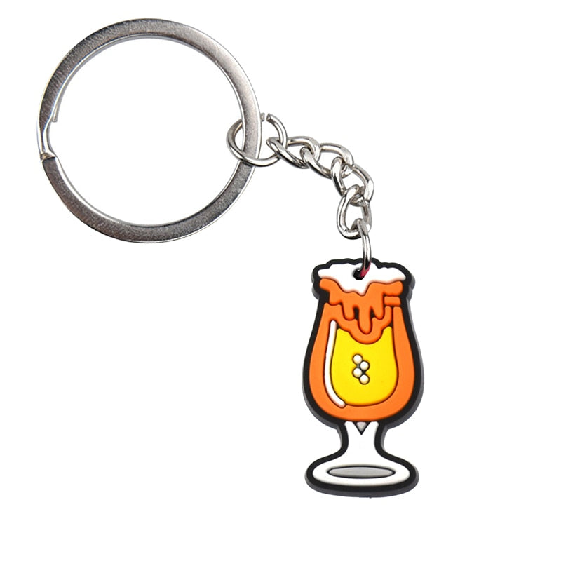 9 Styles Beer Mug Cup Glass Bar Style Keyring for Men Gift for Him Cartoon