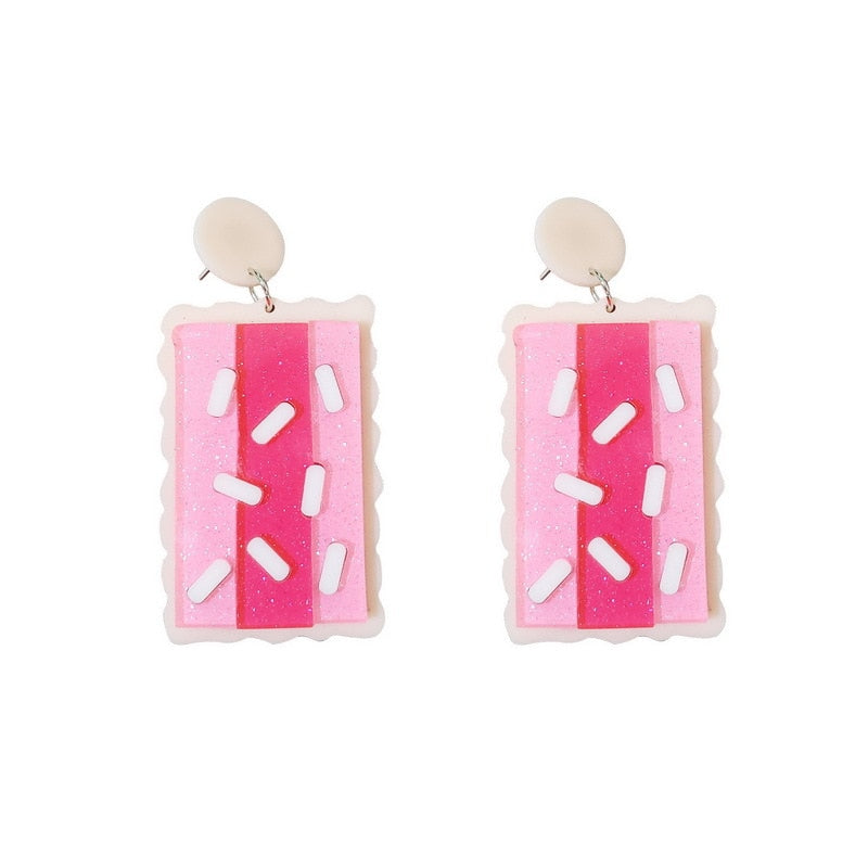 Cake Slice Acrylic Drop Earrings Women Travel Fashion Cartoon Earrings Creative