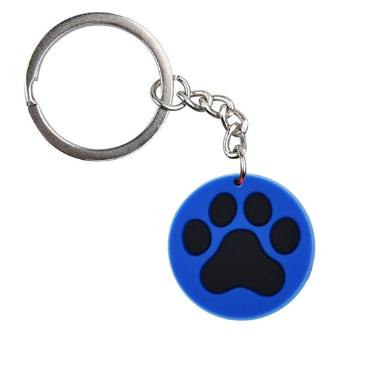 Round Blue Dog Cat Paw Keychain Party Gift Cute Keyring Cartoon DIY Jewelry