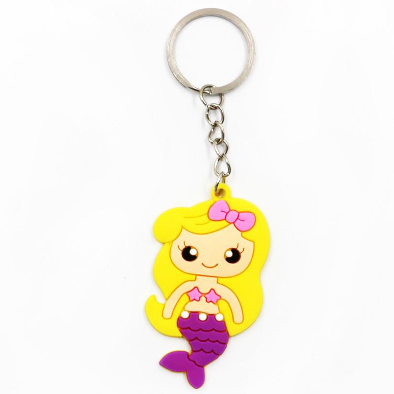 Purple Mermaid Girl Keychain Party Gift Cute Keyring Cartoon DIY Jewelry