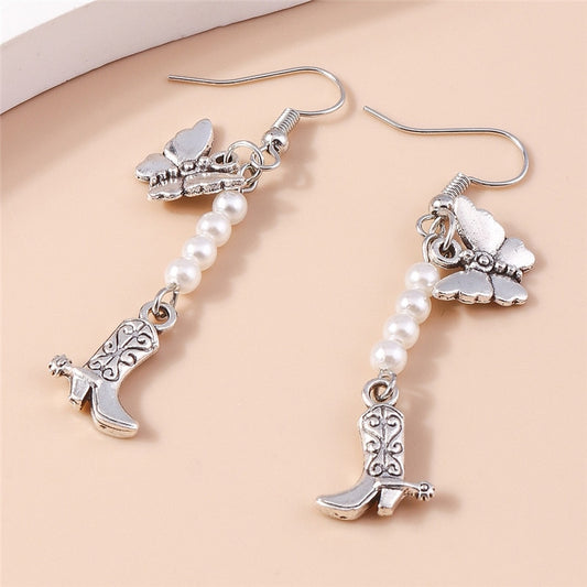 Cowboy Boots Drop Earrings Women Creativity Jewelry Cute Earring Girls Gift