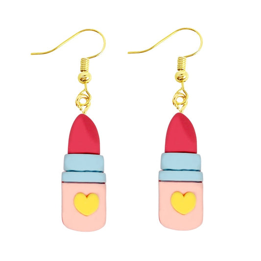 Creative Funny Design Lipstick Drop Earrings Women Creativity Jewelry Cute