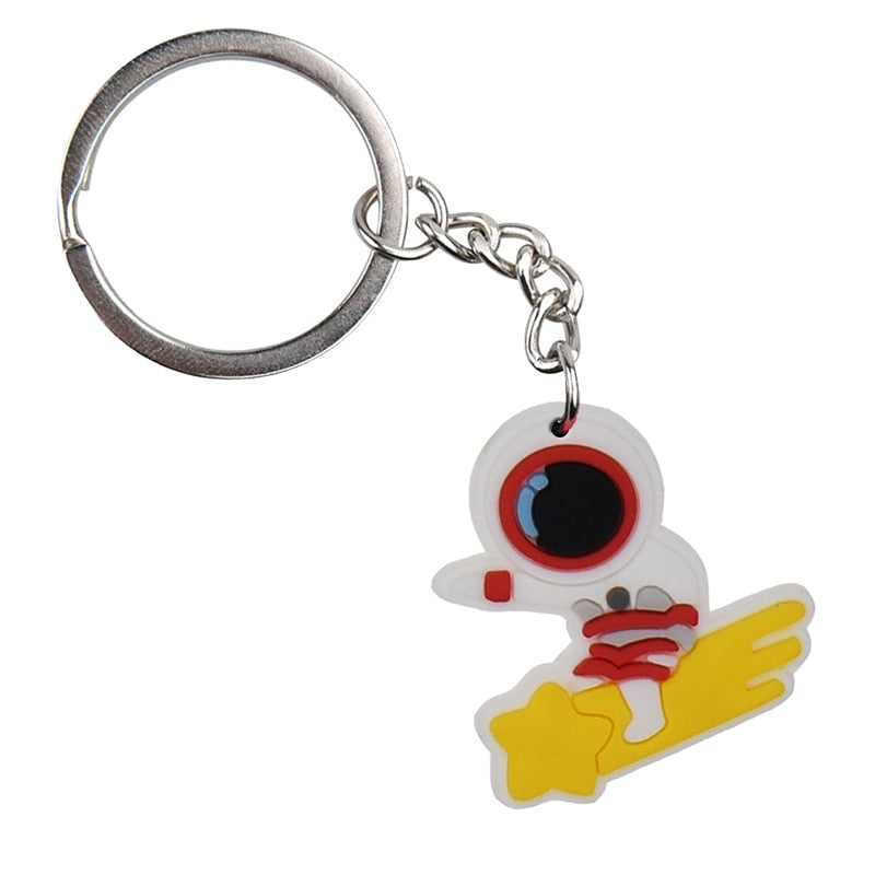 23 Styles Creative Cartoon Spaceship Astronaut Planets Soft PVC Rubber Keychain