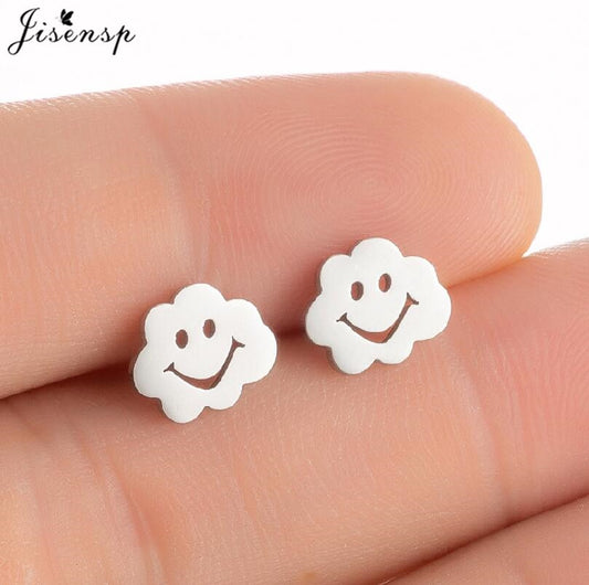 Smily Clouds Stainless Steel Earrings Women Jewelry Small Studs Gifts Earring