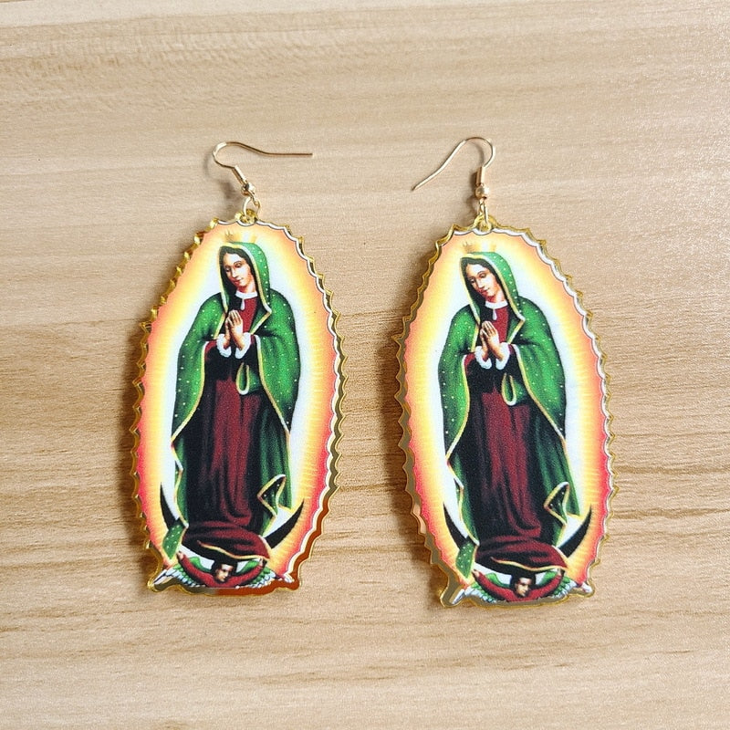 Mary Religious Drop Earrings Female Travel Cartoon Earrings Creative Art Jewelry