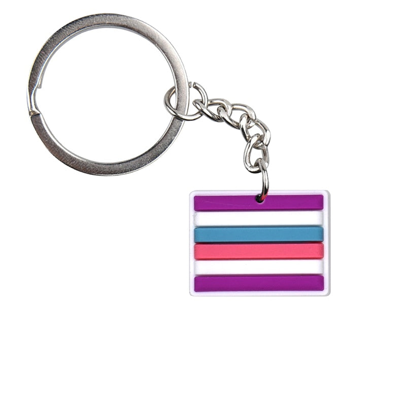 18 Styles Love is Love Pride Rainbow Pendant PVC Keychain with Car Bag Key Chain