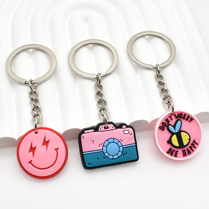 8 Styles Pink Palette Lovely Smiley face Cactus Camera Keychain Gift Cute Charms