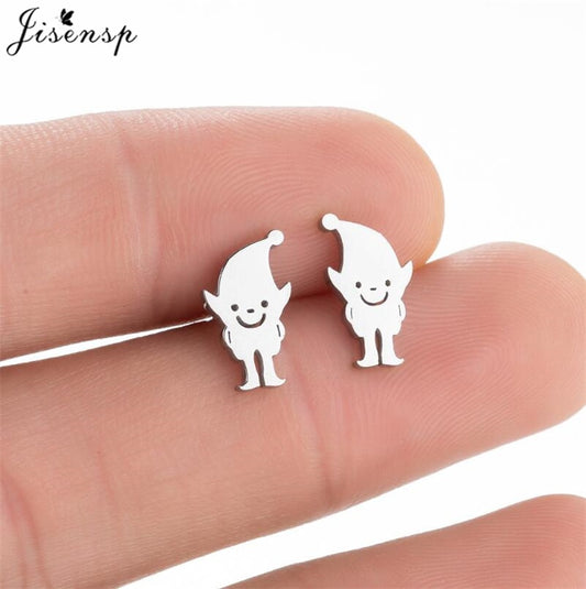 Cartoon Character Stainless Steel Earrings Women Jewelry Small Studs Gifts