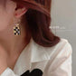 Rectangular Plaid Drop Earrings Women Party Wedding Jewelry Dangle Gifts