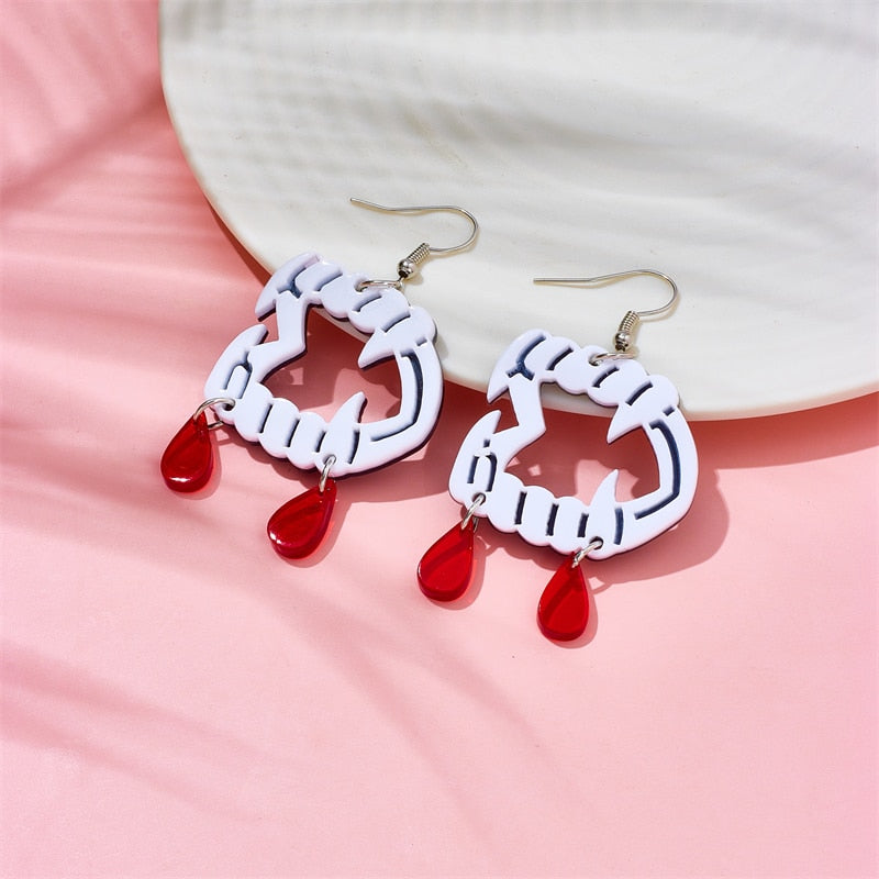 53 Styles Acrylic Halloween Heart Skull Pumpkin Eyes Drop Earrings Female Travel