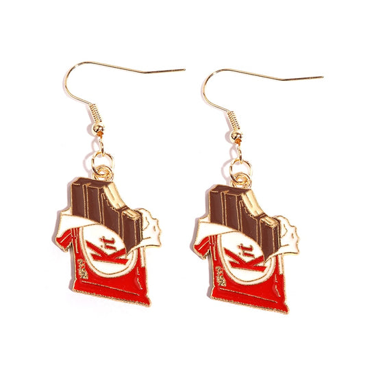 Chocolate Bar Drop Earrings Women Art Fashion Cartoon Earrings Creative Jewelry