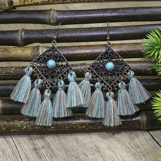 Blue Tassel Dangle Earrings Women Party Wedding Jewelry Dangle Gifts Earrings