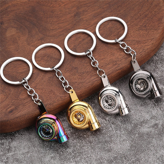 7 Colors Creative Simulation Auto Parts Metal Keychain Turbo Charger Pendant