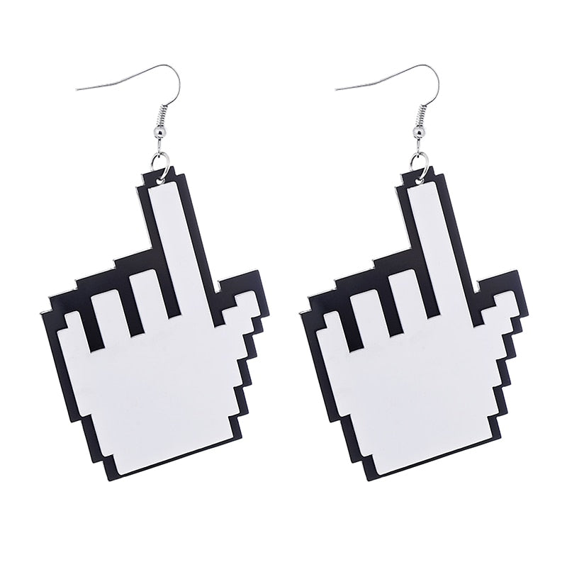 Pointed Finger Acrylic Drop Earrings Women Travel Fashion Cartoon Earrings