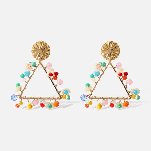 Boho Colorful Beaded Triangle Drop Earrings Women Fashion Creative Art Cute