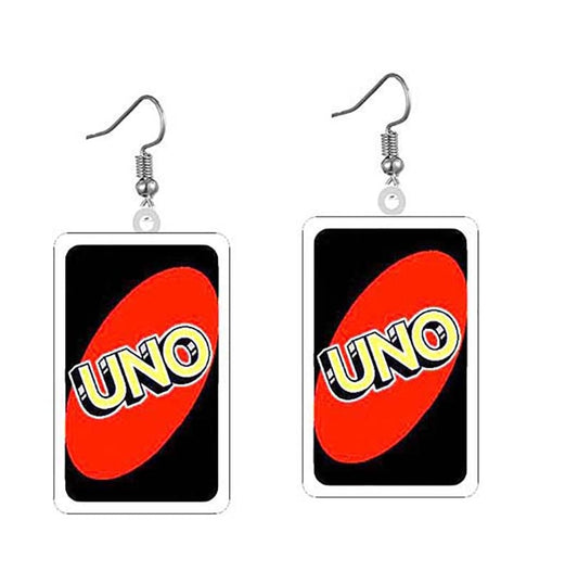 Uno Game Card Drop Earrings Hip Hop Women Party Gift Jewelry Ear Fashion Pendant