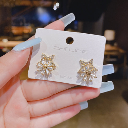 Flower Star Lady Cute Stud Earrings for Women Jewelry Girls Earrings