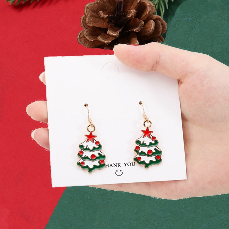 Christmas Tree with Star Drop Earrings Women Gifts Earring Cute Girls Eardrop