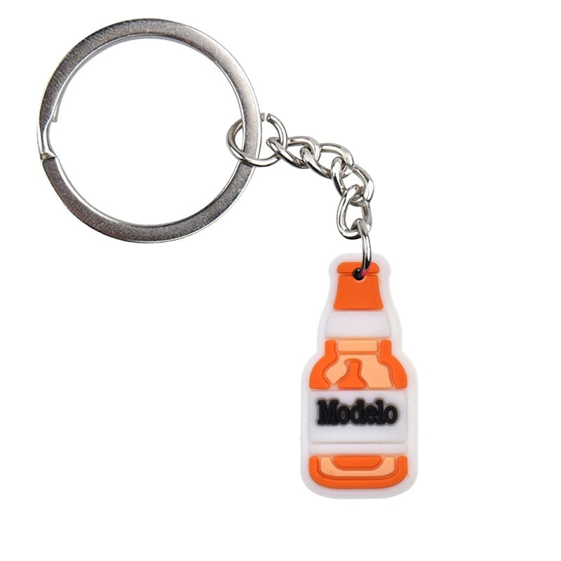 Beer Bottle Keychain Cartoon Creative Gift Key Holder Keyring Anime Souvenir