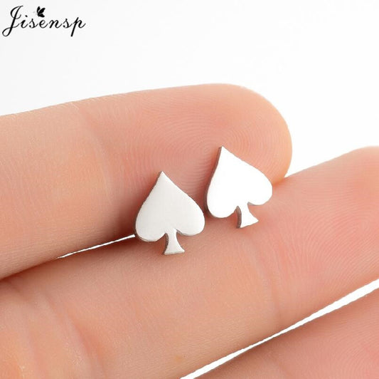 Card Sign Stainless Steel Earrings Women Jewelry Small Studs Gifts Earring