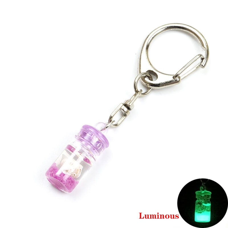 Purple Luminous Bottle Keychain Gift Cute Charms Keyring Souvenir Handbag